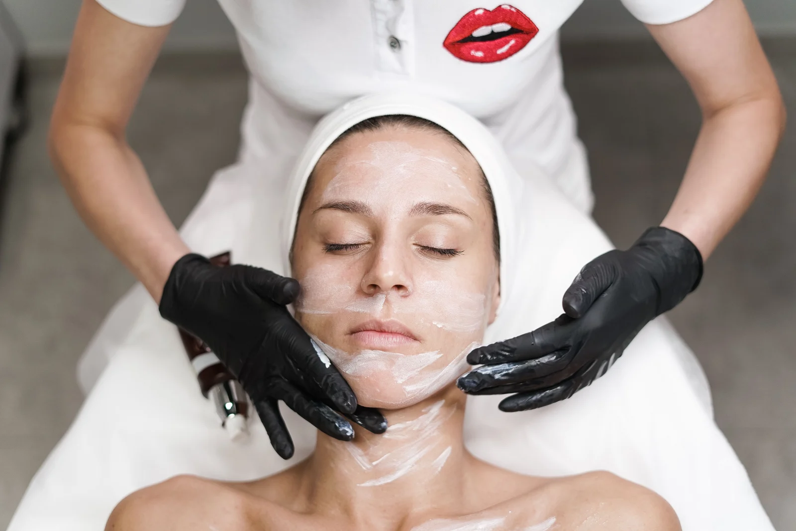 Chemical peel solution applied to the face
