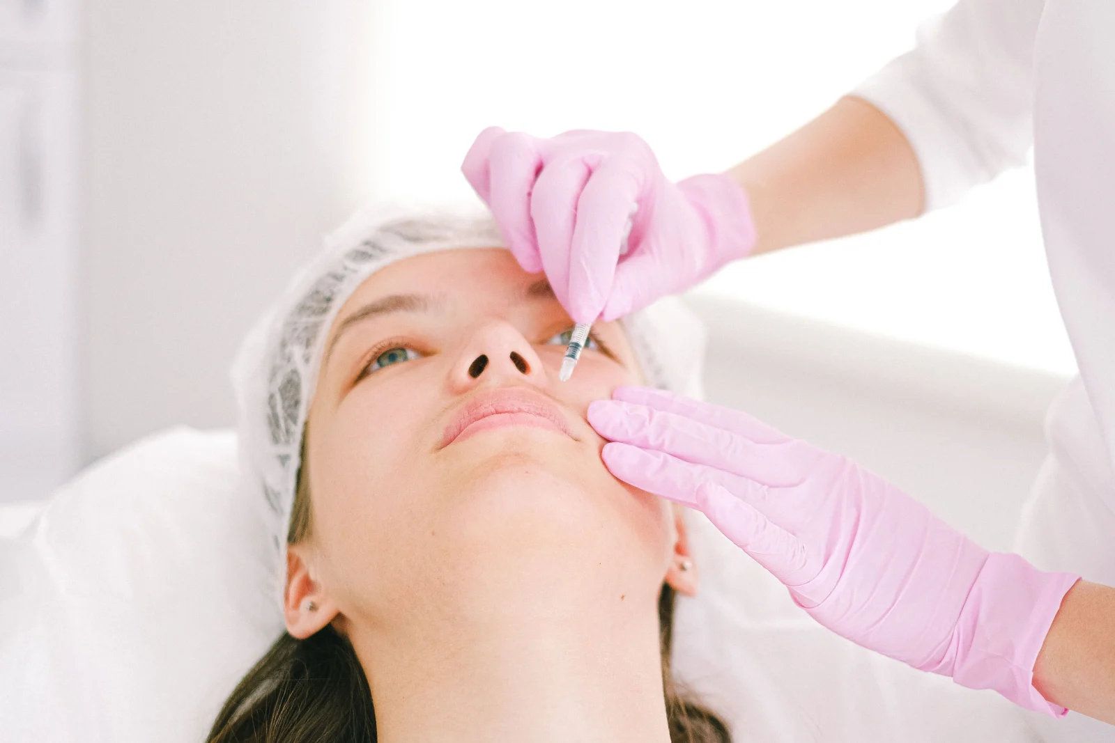 Client at first wrinkle treatment session